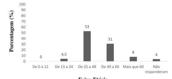 Gráfico 3. Classificação etária dos pescadores do rio Aquidauana, município de Aquidauana – MS