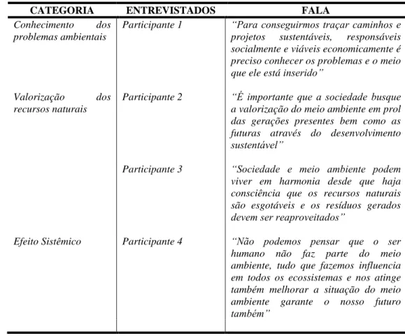 Tabela 2: Respostas dos participantes da Oficina realizada durante a RIO+20 
