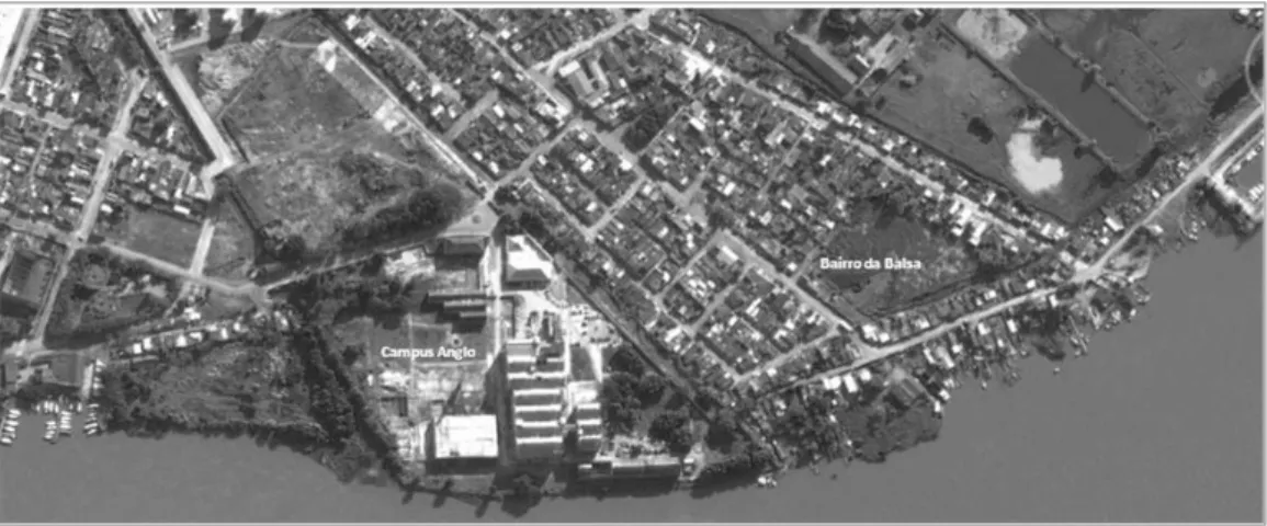 Figura 2 – Campus UFPel e da Bairro da Balsa. Fonte: Imagem recordada do Google Earth 