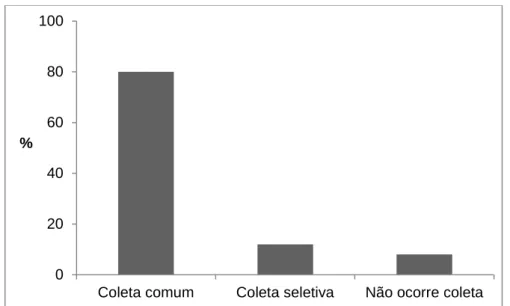 Figura 1.  Forma de coleta dos Resíduos Sólidos segundo o grupo de universitários  pesquisados em outubro de 2010, na Universidade Federal Rural de Pernambuco