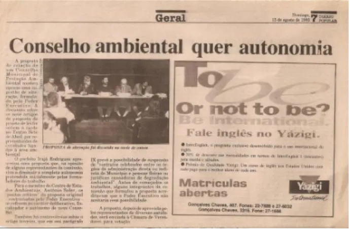 Figura 03: Notícia sobre Reunião do COMPAM, no Teatro Sete de Abril. Pelotas/RS 