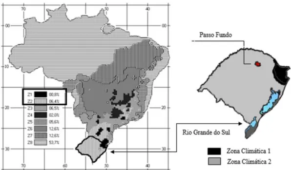 Figure 1 –Geographical location of the municipality of Passo Fundo in the north of the state of Rio Grande do Sul  Source: Prepared by the Authors based on Associação Brasileira de Normas Técnicas (2003)