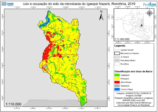 Figura 4. Mapa da classificação do uso e ocupação do solo da microbacia do Nazaré em 2019.