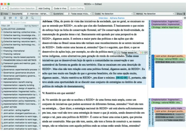 Figure 1: Demonstration of Quotations and Assigned Codes – Interview Transcript