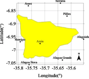 Figura 3. Localização dos postos pluviométricos do município de Areia e circunvizinhos para a avaliação  espacial.