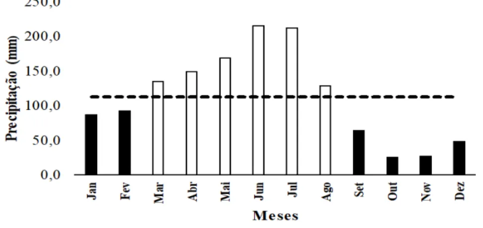 Figura 4. Pluviograma de Precipitação mensal do município de Areia