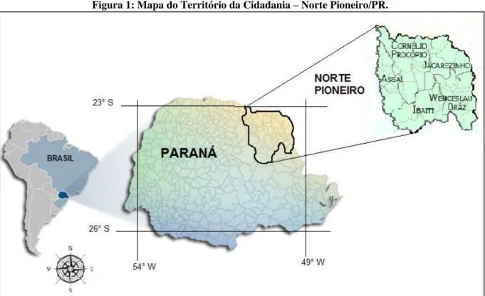 Figura 1: Mapa do Território da Cidadania – Norte Pioneiro/PR. 