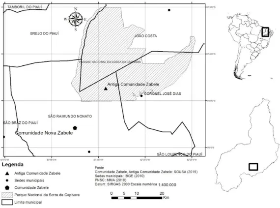 Figura 1 - Mapa de localização da comunidade Novo Zabelê, São Raimundo Nonato/PI, Brasil