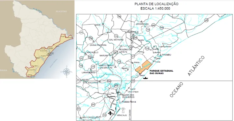 Figura 2 – Mapa da região do polígono (futuro parque) situado no litoral do Estado de Sergipe.