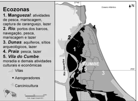 Figura 3. Ecozonas do território do Cumbe, no município de Aracati, Ceará. 