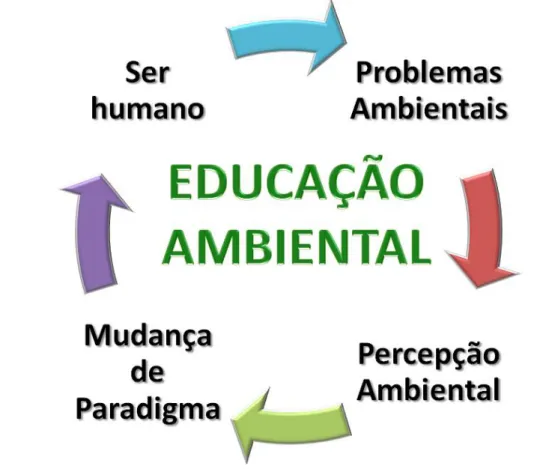 Figura 3 - Processo de atuação da Educação Ambiental na transformação da percepção do ser  humano, para um novo paradigma socioambiental Fonte: Eduardo Beltrão de Lucena Córdula,  2014