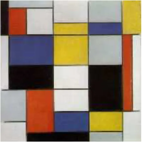 Figura 1 - Composição com  preto, vermelho, cinza, amarelo e azul (1920)  (http://www.artchive.com/artchive/M/mondrian/mondrian_composition_a.jpg.html) 