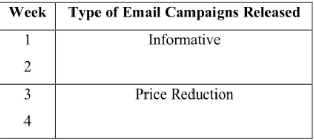 Table 5  - Type of email campaigns 