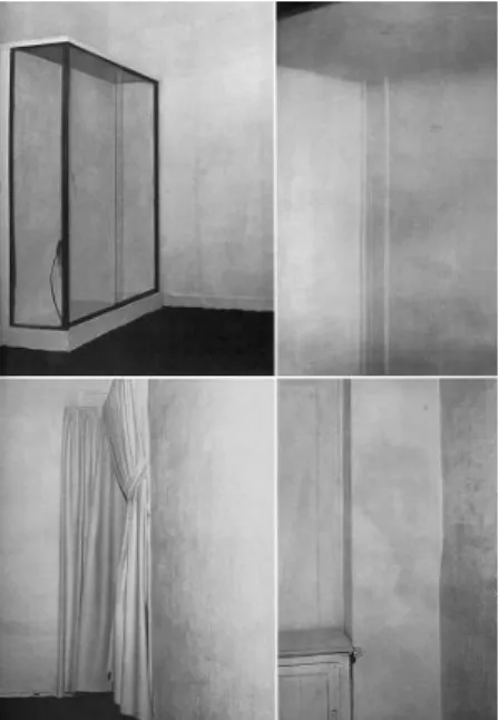 Figura 1 - Vistas da exposição La spécialisation de la sensibilité à l’état matière première en sensibilité  picturale stabilisée, de Yves Klein