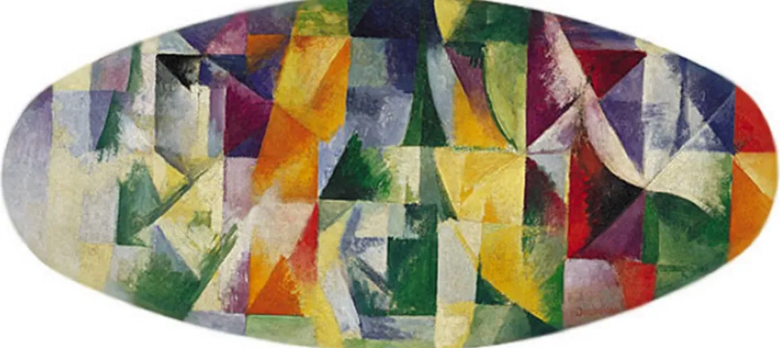 Fig. 4: Robert Delaunay (1885-1941),  Fenêtres ouvertes simultanément: 1 ère  partie, 3 er  motif, 1912.