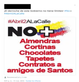 FIGURA 3 − Captura de pantalla de un RT publicado por el perfil   de Twitter @Col_SeRespeta