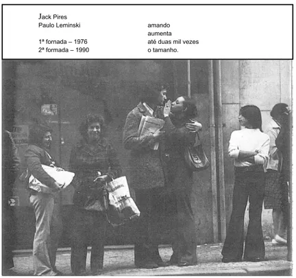 FIGURA 9 – Reprodução de uma das pranchas de Quarenta Clics (LEMINSKI,  PIRES, [1976] 1990) Haicai: Amando, / aumenta / até duas mil vezes / o tamanho.