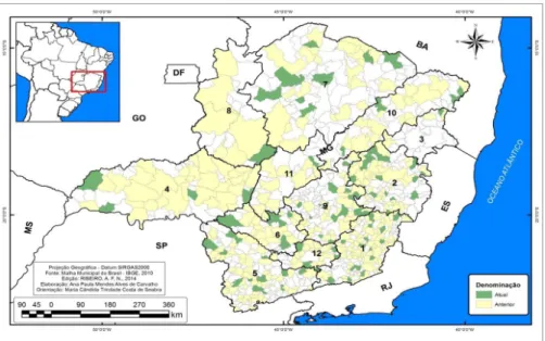 FIGURA 3 – Carta toponímica do índice de denominações religiosas   em municípios mineiros