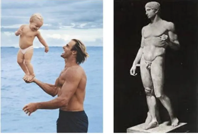 Figura 7 – Comparação da pose da criança com a pose do Doríforo, Policleto (450 a.C.)