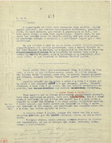 Fig. 1. BNP/E3, 2-60 r . Um trecho da segunda fase do Livro do Desassossego   escrito depois da nota de 1931 sobre a organização do livro.