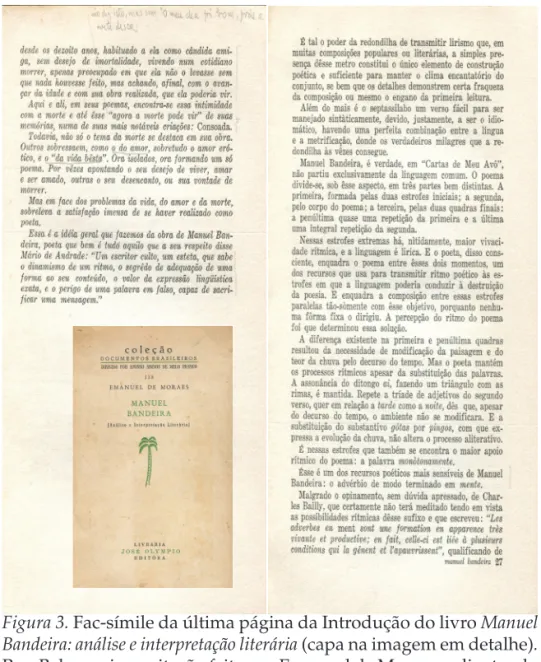 Figura 3. Fac-símile da última página da Introdução do livro Manuel  Bandeira: análise e interpretação literária (capa na imagem em detalhe)