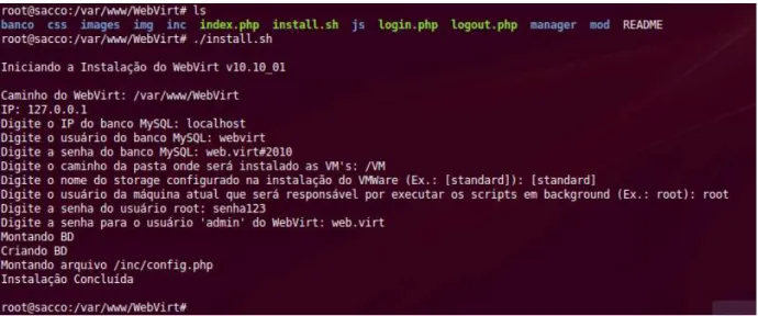 Figura 3 – Demonstração da instalação do WebVirt 