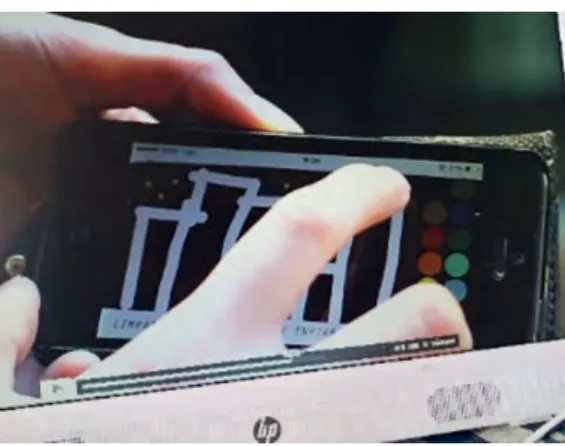 Figura 13 – Excerto visual do vídeo de divulga- divulga-ção que mostra as possibilidades de  produção gráfica de imagem a partir  do aplicativo