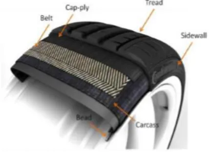 Figure 1.2 - Components of a tire (Santiago, 2013) 