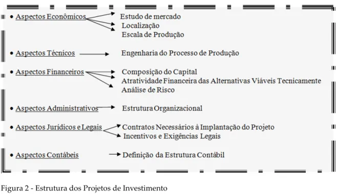 Figura 2 - Estrutura dos Projetos de Investimento  Fonte: Elaboração Própria 