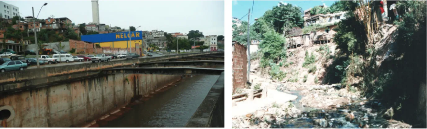 FIGURA 8  - Os rios na cidade formal e informal, em Belo Horizonte (Fotos dos autores)
