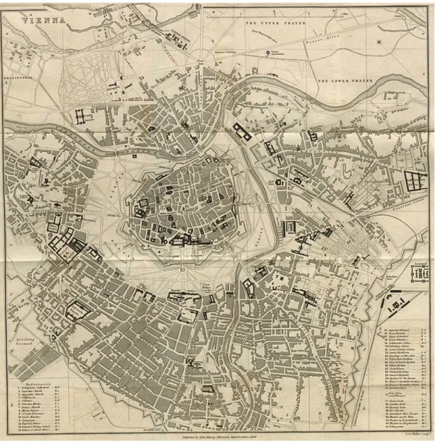 FIGURA 5  - Viena: o Danúbio  e o Ringstrasse, em 1858 Fonte: Disponível em: 