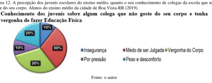 Figura 12. A percepção dos juvenis escolares do ensino médio, quanto o seu conhecimento de colegas da escola que não  goste do seu corpo