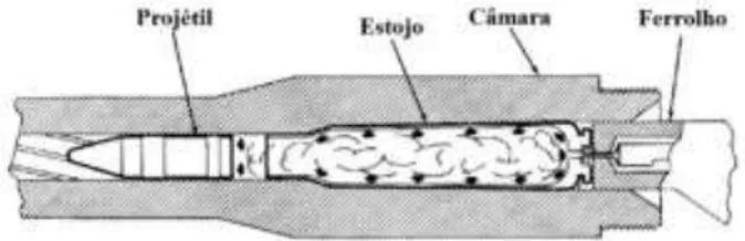 Figura 3. Ilustração do regime de pressão dentro da câmara e da alma  do cano [6]. 