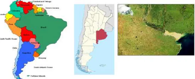 Fig. 1. Mapa de localización mostrando el área geográfica, Río Reconquista, en la Provincia de Buenos Aires, Argentina