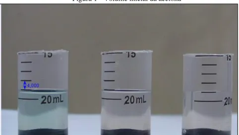 Figura 1 - Volume inicial da acetona 