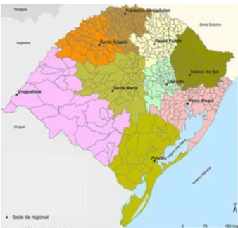 Figura 2: localização da região norte do estado do Rio Grande do Sul (região do município de Passo Fundo)  onde atuam a maioria dos professores entrevistados.