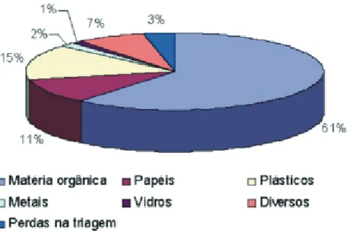 Figura 1 – Composição média dos resíduos sólidos domiciliares através da ponderação pela produção anual de resíduos – São Paulo – 2004