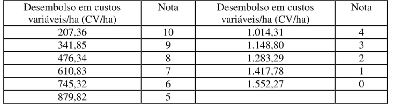 Tabela 10 - Parâmetros definidos para produtividade do arroz orgânico/convencional. Fonte: Autor.