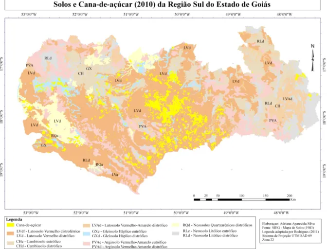 Tabela 7 - Dados do cruzamento entre  classes de erodibilidade dos solos e poligonos da cana-de-açúcar de 2011 