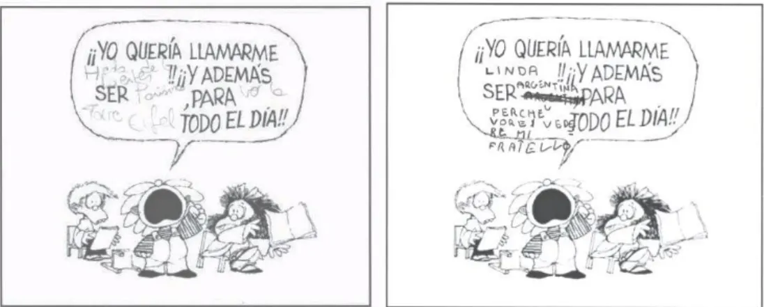 Figura 4: Dois exemplos de resposta à banda desenhada de Mafalda 9 .  Fonte: Cortés (2015)
