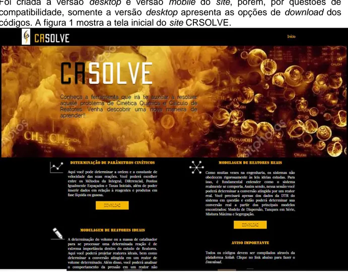 FIGURA 1- Interface do site CRSOLVE versão desktop.