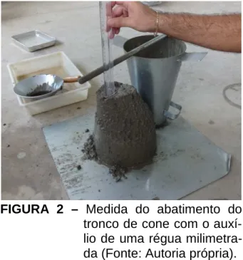 FIGURA  2  –  Medida  do  abatimento  do  tronco de cone com o  auxí-lio de uma régua  milimetra-da (Fonte: Autoria própria)