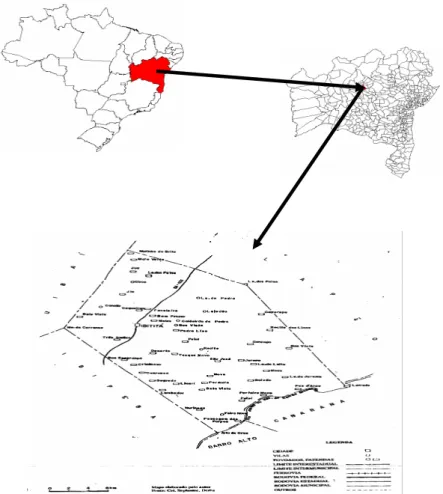 FIGURA 1: Mapa do Brasil, da Bahia e de Ibititá. 