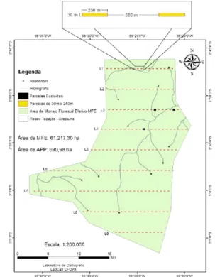 Figura 3: Tamanho das parcelas e classes  de tamanho (CT) utilizadas no inventário  florestal amostral, Resex Tapajós Arapiuns.