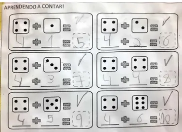 Figura 05: Tarefa para trabalhar sequência numérica - Escola 2.