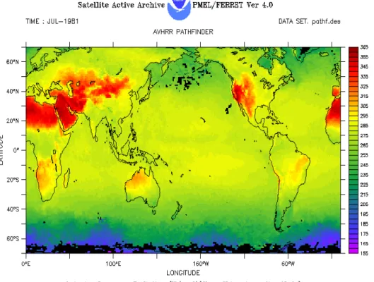 Fig. 12 -  Radiação de onda longa emitida, obtida a partir de dados do satélite                 NOAA