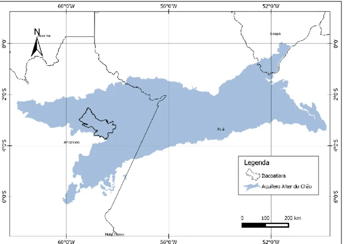 Figura 3. Sistema de aquífero Alter do Chão. Fonte: Mapa do sistema de aquífero elaborado com base  em dados da GONETWORK ANA.