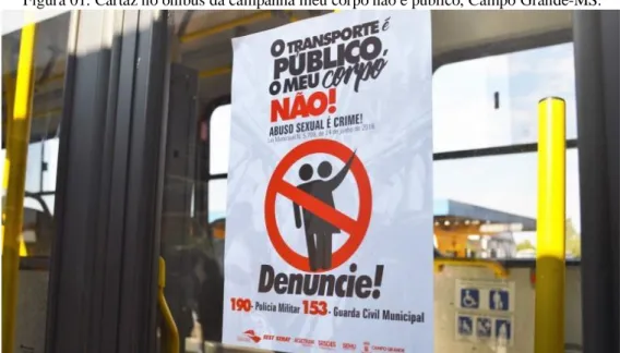 Figura 01: Cartaz no ônibus da campanha meu corpo não é público, Campo Grande-MS. 