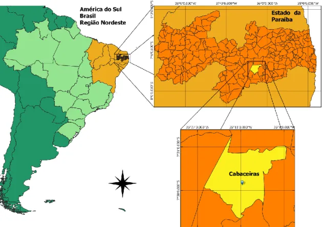 Figura 1: Localização do município de Cabaceiras, estado da Paraíba, Nordeste do Brasil