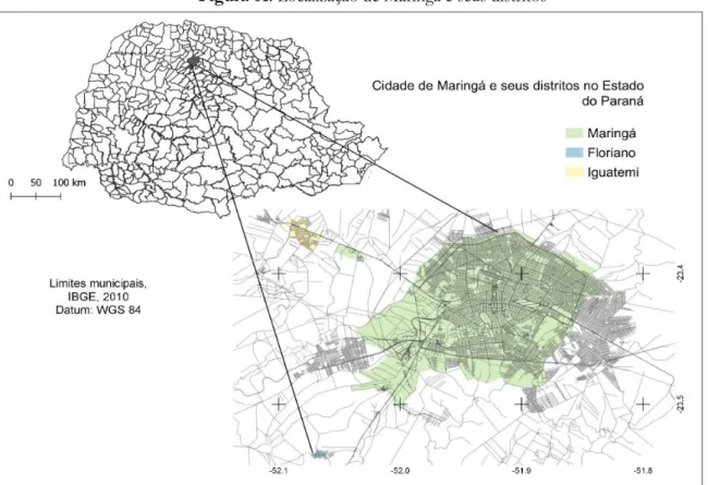 Figura 01: Localização de Maringá e seus distritos 